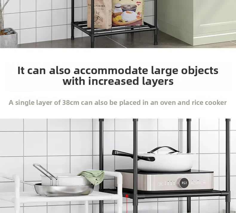 Estante de almacenamiento de piso multicapa para cocina, estante de almacenamiento extraíble para el hogar, estante de pared integrado