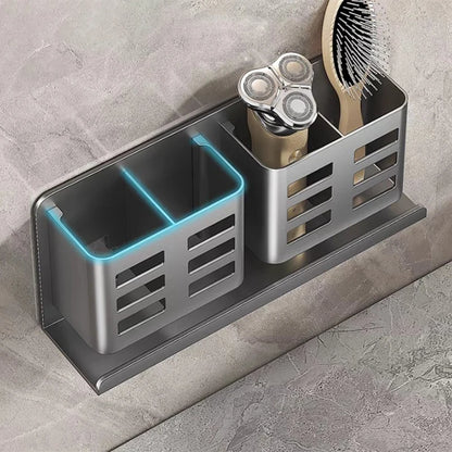 Estante de almacenamiento de peine para baño, estante de almacenamiento de pasta de dientes, sin perforaciones, montado en la pared, para cosméticos, maquinilla de afeitar