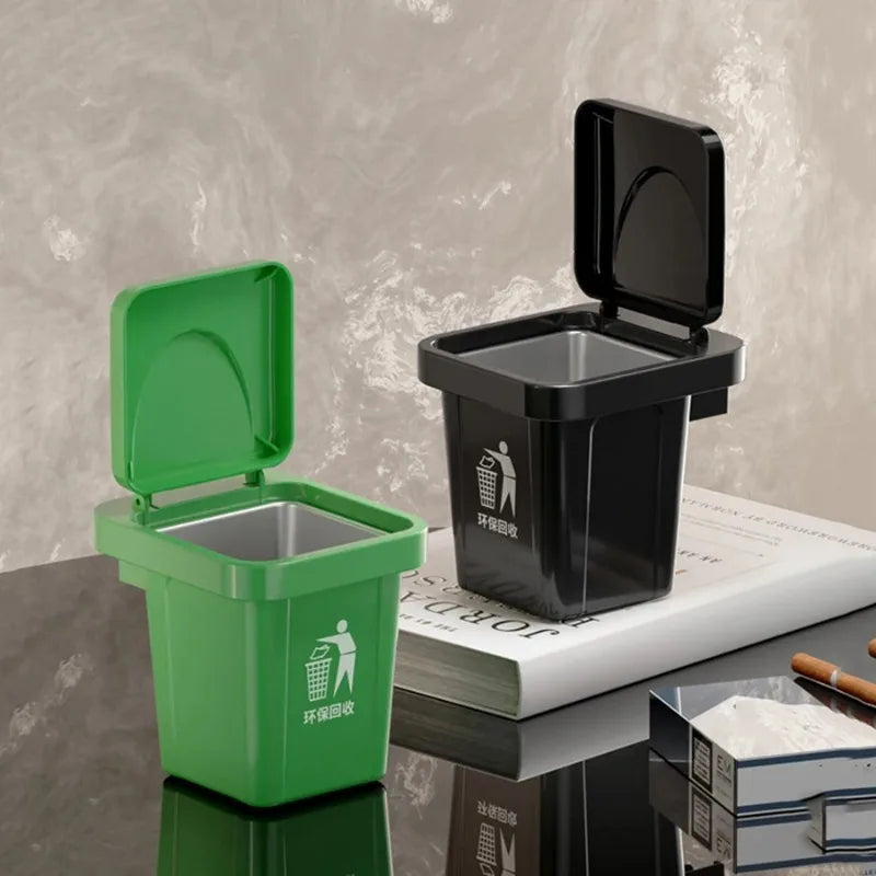 Cenicero colgante de pared de acero inoxidable con tapa, cubo de basura en forma de baño, sala de estar, decoración de baño sin perforaciones a prueba de cenizas