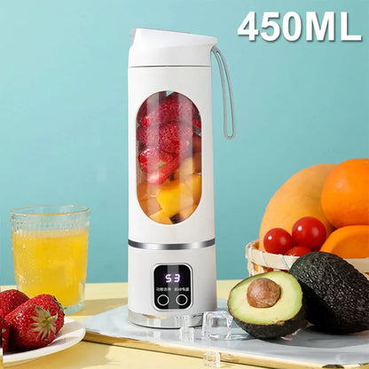 Exprimidor eléctrico portátil para el hogar, minibotella exprimidora con carga inalámbrica USB, taza de 450ml, batidora de Mano Eléctrica