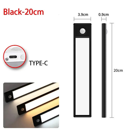 Luz LED con Sensor de movimiento, luz nocturna inalámbrica USB para debajo del gabinete, cocina, dormitorio, armario, Sensor, iluminación interior