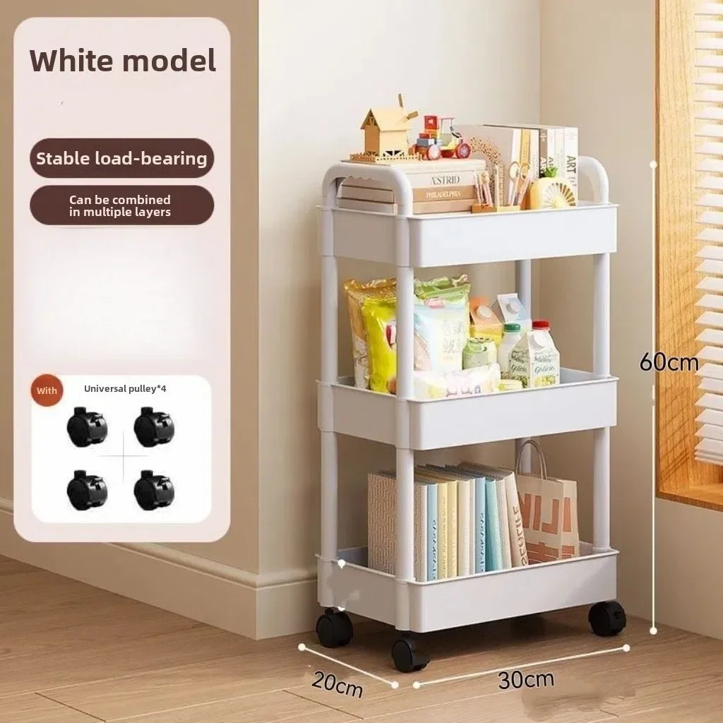NuevoCarrito de almacenamiento multifuncional con estantes abiertos, exhibición de libros para espacio de vida, adecuado para cocina, dormitorio, organizador de decoración de almacenamiento