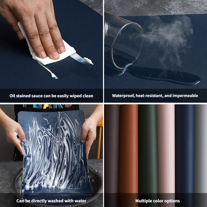 Tapete de mesa de comedor de cuero de doble cara de PVC, decoración de escritorio, tapete para platos de comedor para el hogar, tapete antideslizante para cuencos, tapete de aislamiento térmico
