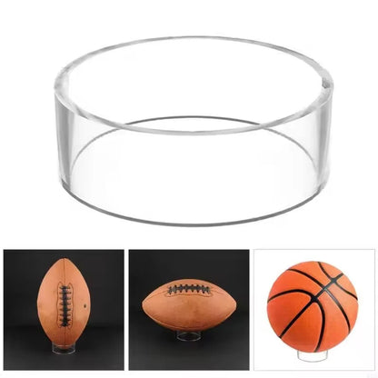 Soporte de bola acrílica para fútbol, baloncesto, Rugby, fútbol, soporte de exhibición redondo transparente
