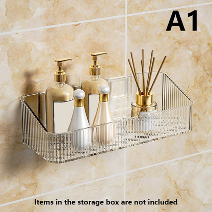 Estantes para champú y ducha montados en la pared, organizador sin perforación, Material PET transparente extraíble, estante de almacenamiento para el baño