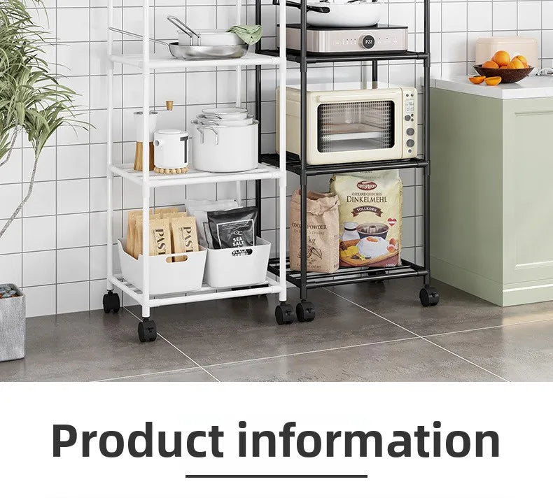 Estante de almacenamiento de piso multicapa para cocina, estante de almacenamiento extraíble para el hogar, estante de pared integrado