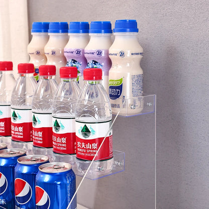 Estante de exhibición de bebidas escalonado transparente acrílico, organizador de latas de bebidas para refrigerador, estante dispensador multifuncional, 1 ud.