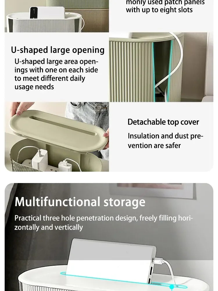 Caja organizadora de cables, accesorio para tiras de alimentación y cables de alimentación para el hogar y la oficina