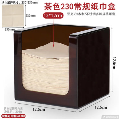 Soporte de acrílico para vasos, estante de almacenamiento de bambú, organizador de tienda de té con leche, caja de pañuelos, soporte para vasos de té con leche, soporte para servilletas