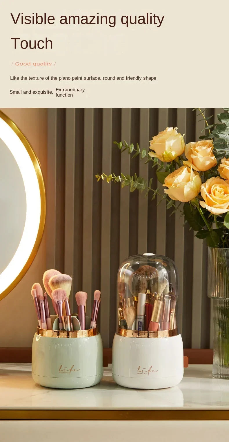 360 ° Organizador de maquillaje giratorio, soporte para brochas de maquillaje, caja de almacenamiento de cosméticos, organizador de almacenamiento de maquillaje, estuche para lápices, organizador de lápiz labial