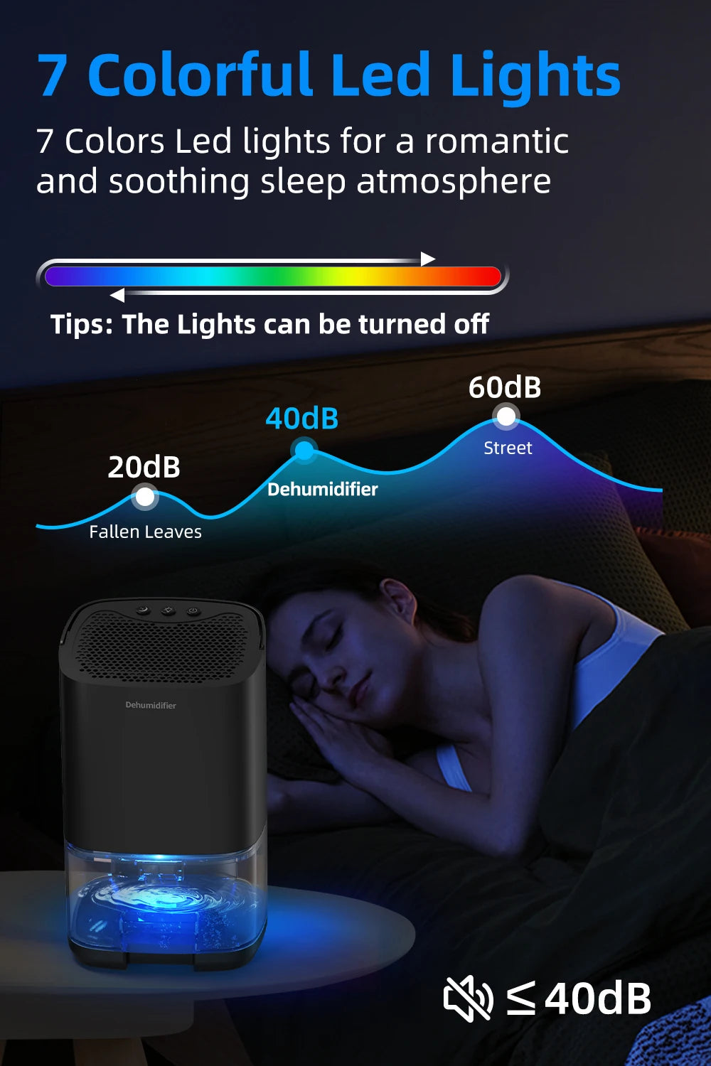 Deshumidificador portátil de 1000ml para el hogar, oficina y RV, elimina el molde y la humedad, fácil de usar y con eficiencia energética, 1 ud.