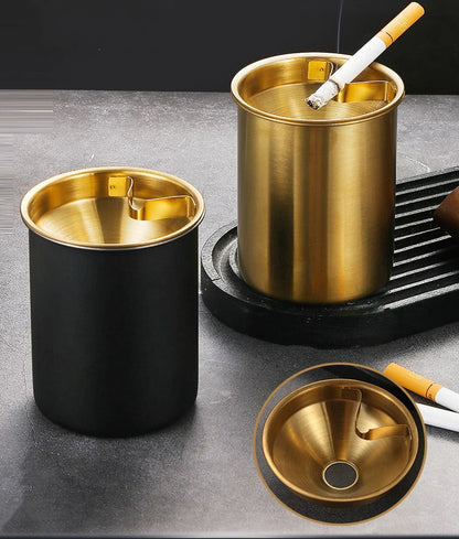 Embudo creativo de Cenicero de acero inoxidable con cubierta antimoscas y anticaída para uso doméstico y en coche