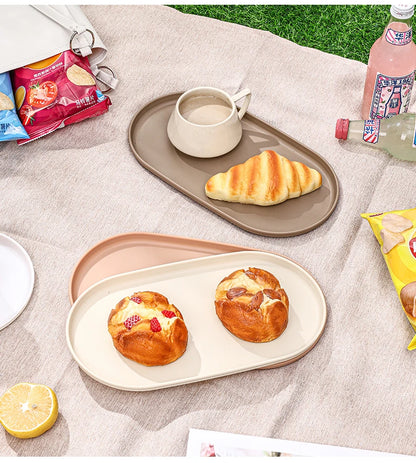 Bandeja de almacenamiento de plástico ovalada, bandeja reutilizable para servir alimentos, bandeja de fruta y postre, organizador de cocina, bandeja de exhibición de joyería multiusos