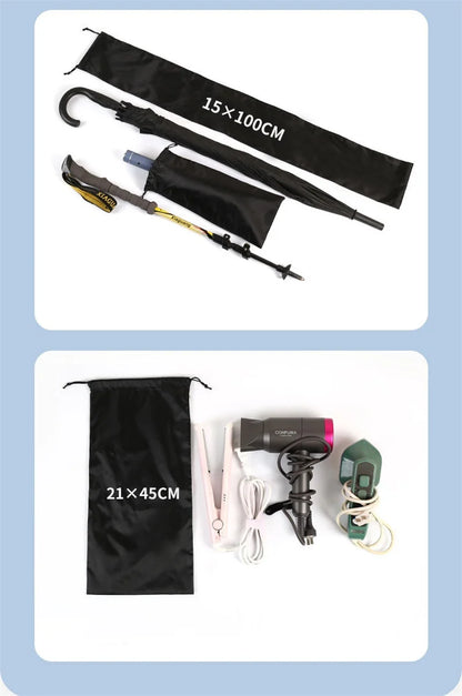 StoBag 10/5 Uds. Bolsas largas de nailon negro con cordón impermeable a prueba de polvo paraguas almacenamiento de embalaje bolsa organizadora de viaje reutilizable