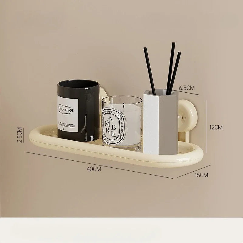 Estante de almacenamiento con ventosa de dopamina, estante de almacenamiento colgante de pared drenable sin perforaciones, organizador de artículos de tocador duradero de alta calidad para el hogar