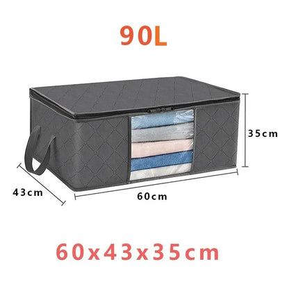 Organizadores y almacenamientos de armario, bolsa de almacenamiento de ropa, almacenamiento de manta, contenedor de almacenamiento plegable, resistente, cosido por 3 capas de telas con Re