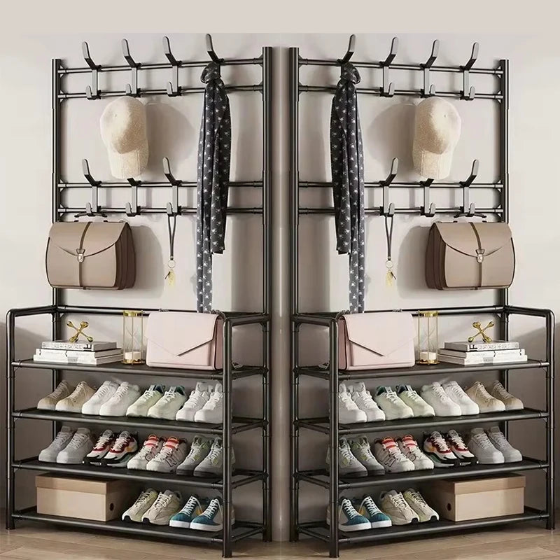 Colgador de ropa, Zapatero multicapa, puerta DIY, estante para sombreros y zapatos, organizador Simple de pie para sala de estar, estantes de almacenamiento