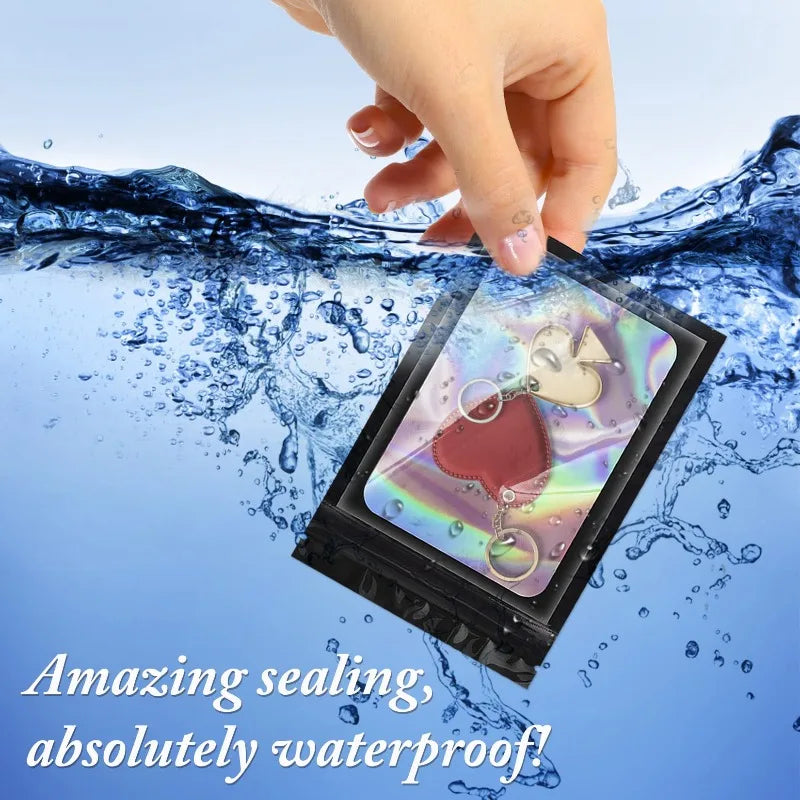 100 Uds. Bolsas holográficas resellables Mylar Ziplock Candy Suger Tee joyería bolsa de almacenamiento de belleza muestra joyería embalaje plástico Pou