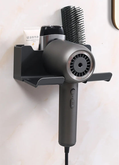 Soporte para secador de pelo montado en la pared, soporte para alisador de pelo, organizador de baño, estantes de organización de baño