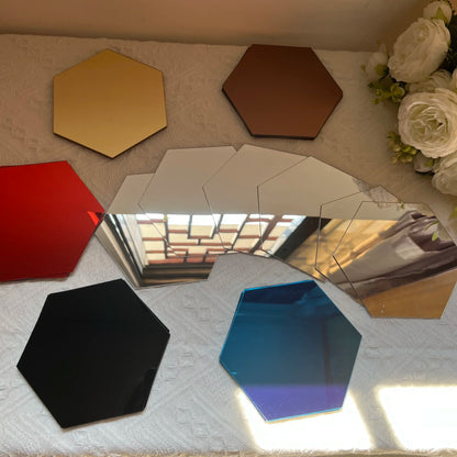 Hexágono acrílico 3D espejo pegatina de pared decoración del hogar DIY autoadhesivo espejo calcomanía decoración pegatinas arte decoración de pared grande 6/12 piezas