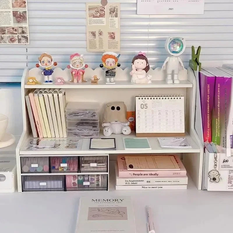 Estante de almacenamiento de escritorio de doble capa, papelería de oficina, organizador de cosméticos, estante, accesorios de decoración del hogar