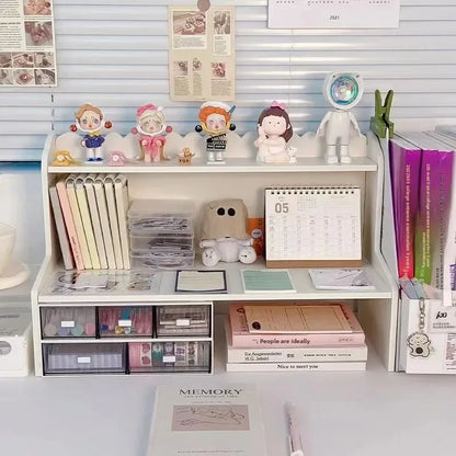 Estante de almacenamiento de escritorio de doble capa, papelería de oficina, organizador de cosméticos, estante, accesorios de decoración del hogar