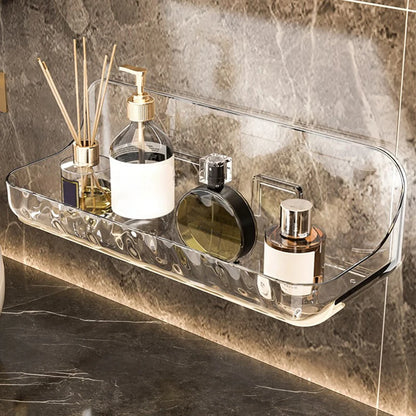 Estante de almacenamiento transparente acrílico para baño, bandeja de almacenamiento de cosméticos sin perforaciones montada en la pared, organizador de maquillaje, estante de cocina para baño
