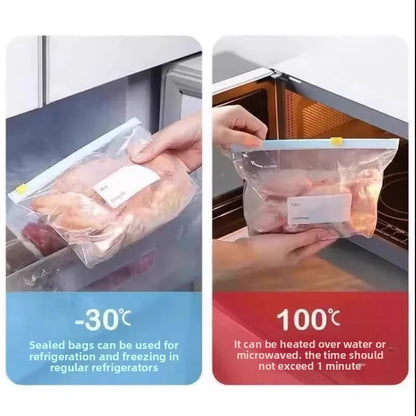 Bolsa de comida disponible en varios tamaños, bolsas Ziplock de calidad alimentaria para organización de almacenamiento de cocina, bolsa de aperitivos reutilizable de 10/15/20/45 Uds.