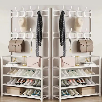 Colgador de ropa, Zapatero multicapa, puerta DIY, estante para sombreros y zapatos, organizador Simple de pie para sala de estar, estantes de almacenamiento