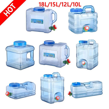 Contenedor de agua portátil con grifo, gran capacidad para acampar, almacenamiento de agua para cocinar, 6/8/13/18L