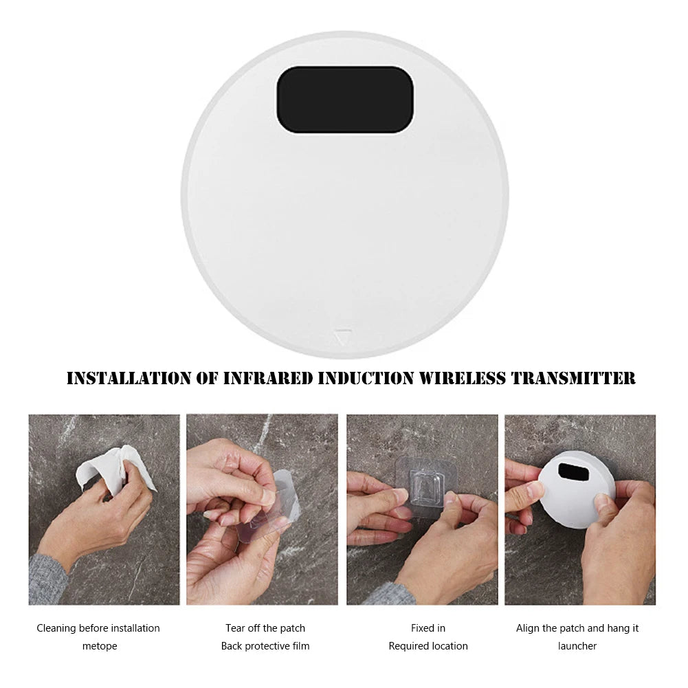 Sensor de descarga de inodoro sin contacto, pulsador inteligente de 1800mAh con Sensor IR para baño, Interruptor táctil