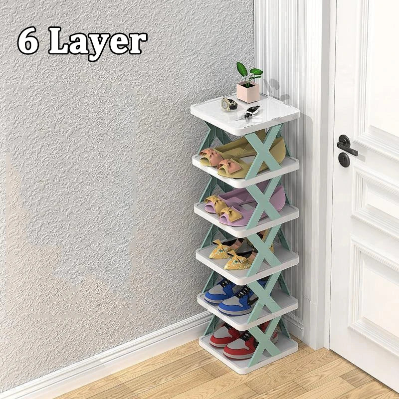 Estantes para zapatos, organizador de almacenamiento, estantes para zapatos desmontables, ahorra familia, estante para el hogar, estante para zapatos Simple multicapa, gabinete de Color