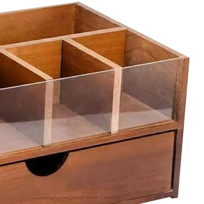 Organizador de barra de café, soporte de almacenamiento de condimentos de té versátil de madera rústica, estante de almacenamiento para escritorio, oficina, cocina, cafetería, tazas
