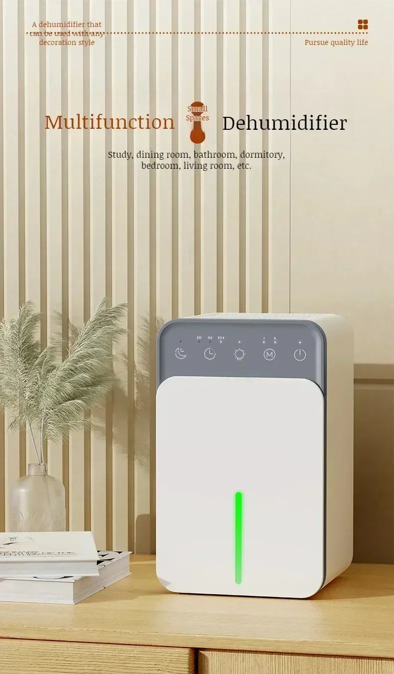 Deshumidificador de aire portátil, máquina absorbente de humedad silenciosa, secador de aire para el hogar, dormitorio, oficina, cocina, desodorante, enchufe europeo