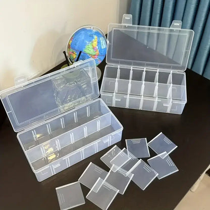 Caja de almacenamiento de joyería desmontable, pendientes, papelería, escritorio, a prueba de polvo, accesorio de plástico transparente, clasificación, 12 rejillas, 1 ud.