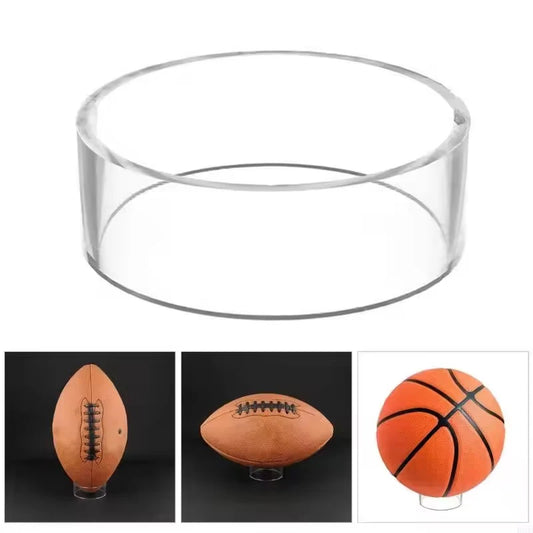 Soporte de bola acrílica, soporte de exhibición redondo transparente para fútbol, baloncesto, Rugby, 1/2 Uds.