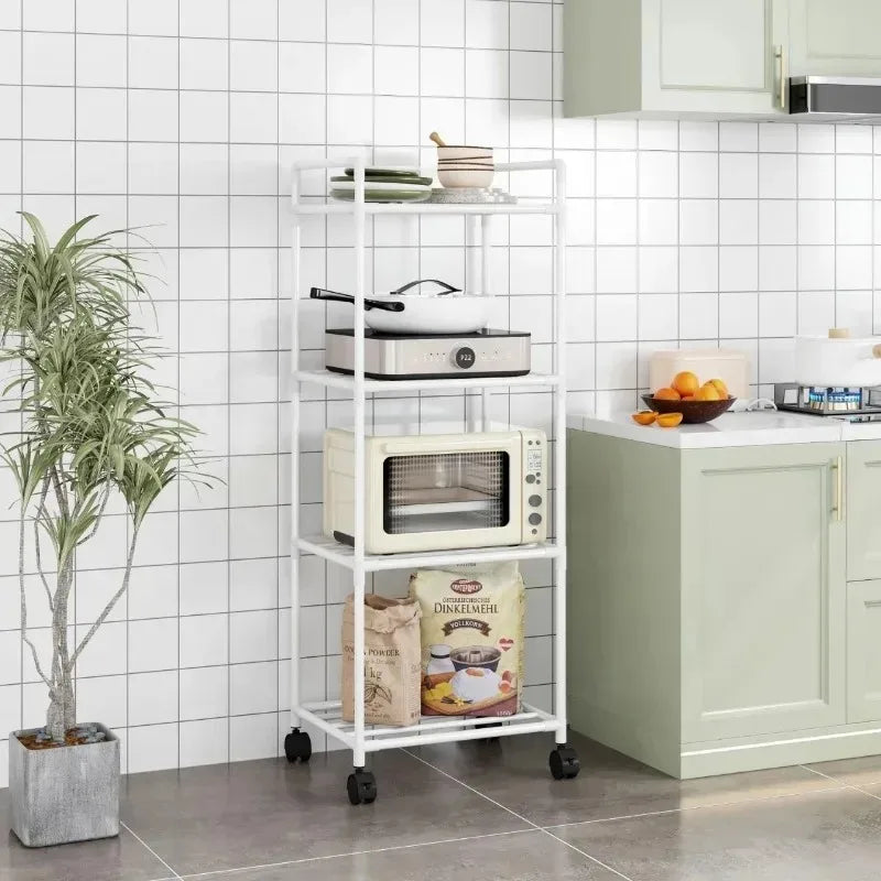 Estante de almacenamiento de piso multicapa para cocina, estante de almacenamiento extraíble para el hogar, estante de pared integrado