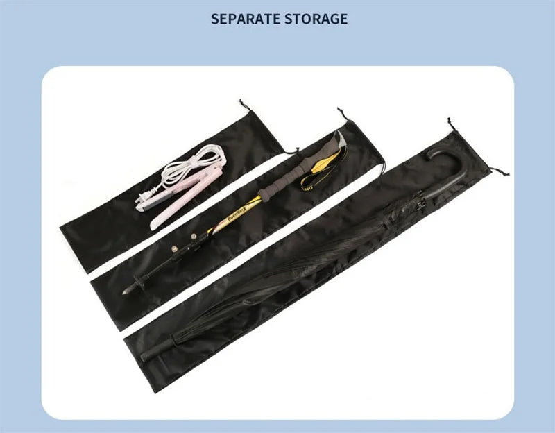 StoBag 10/5 Uds. Bolsas largas de nailon negro con cordón impermeable a prueba de polvo paraguas almacenamiento de embalaje bolsa organizadora de viaje reutilizable