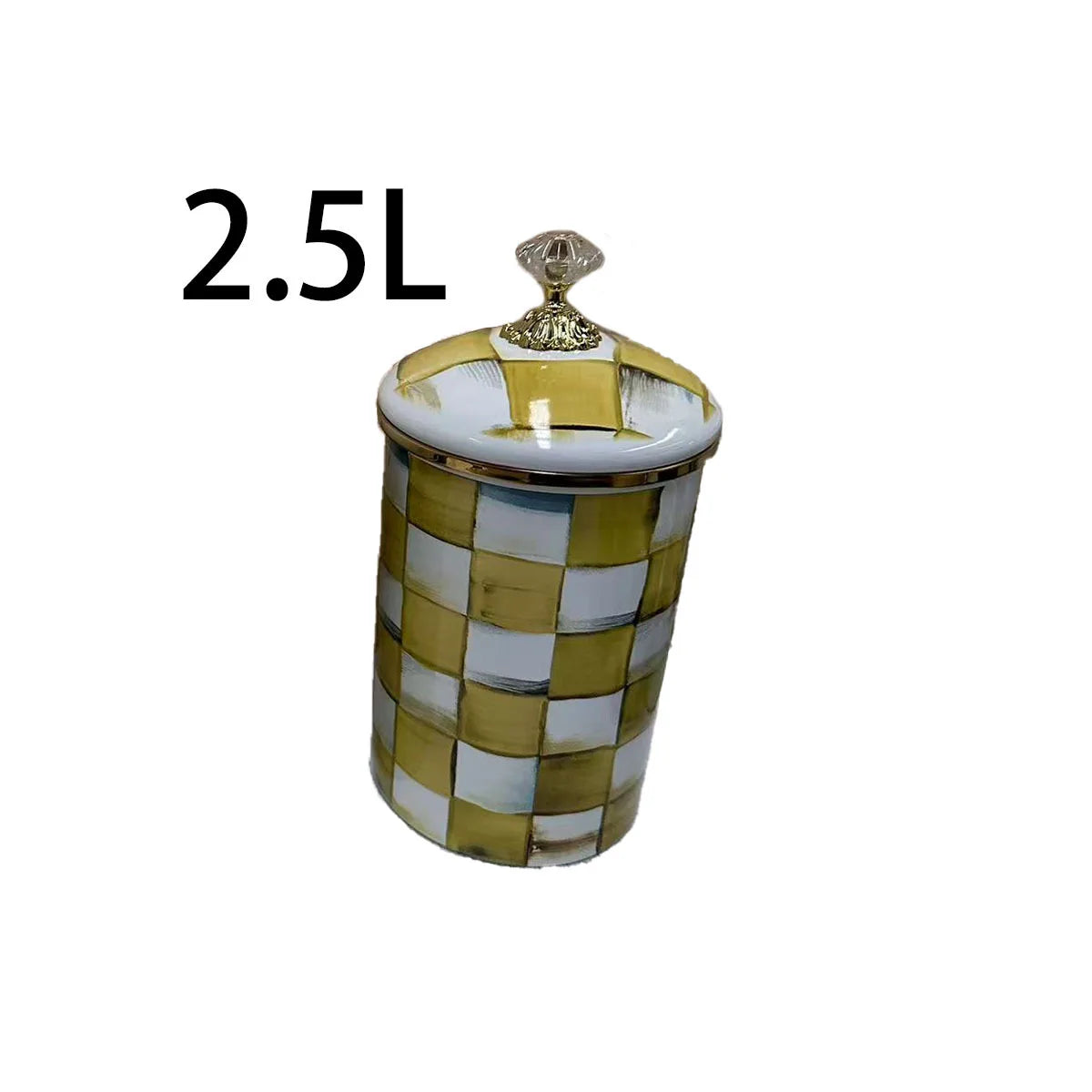 Tarro de almacenamiento clásico Retro europeo, adorno de tablero de ajedrez, contenedores de cocina esmaltados de porcelana, tarros de almacenamiento de azúcar para té y café