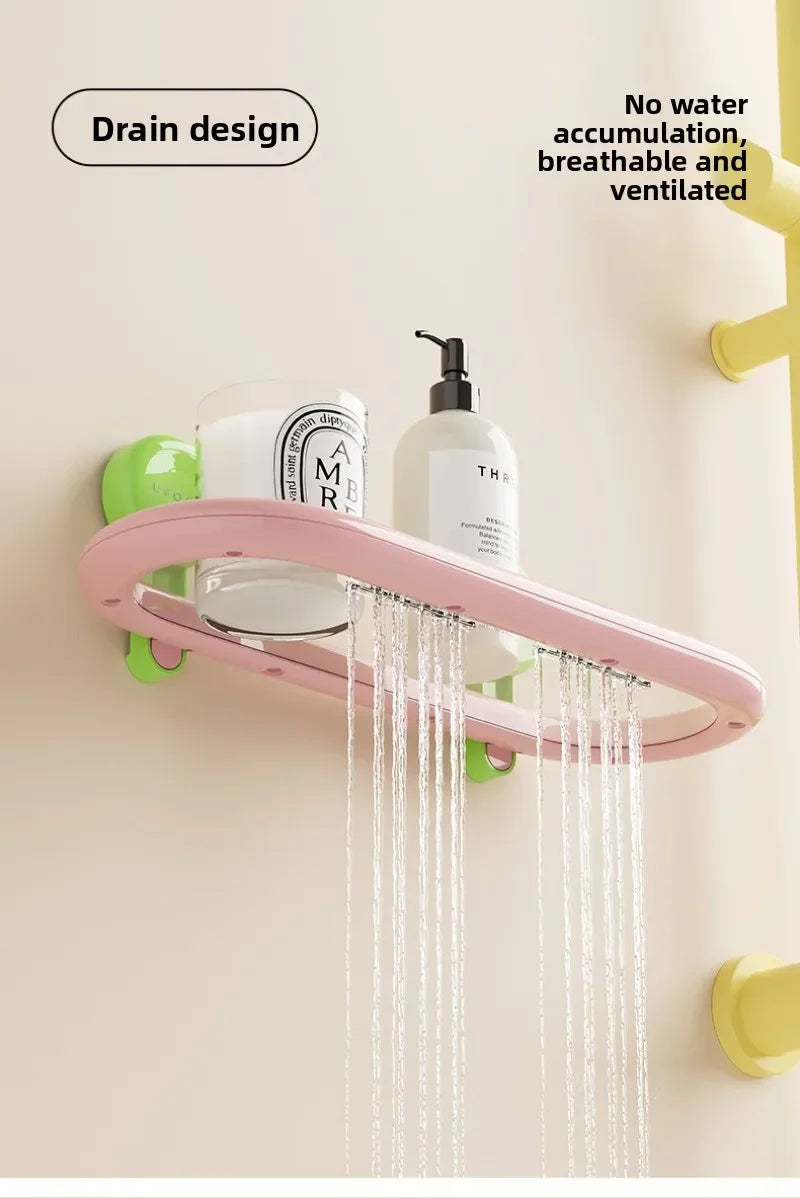 Estante de almacenamiento con ventosa de dopamina, estante de almacenamiento colgante de pared drenable sin perforaciones, organizador de artículos de tocador duradero de alta calidad para el hogar