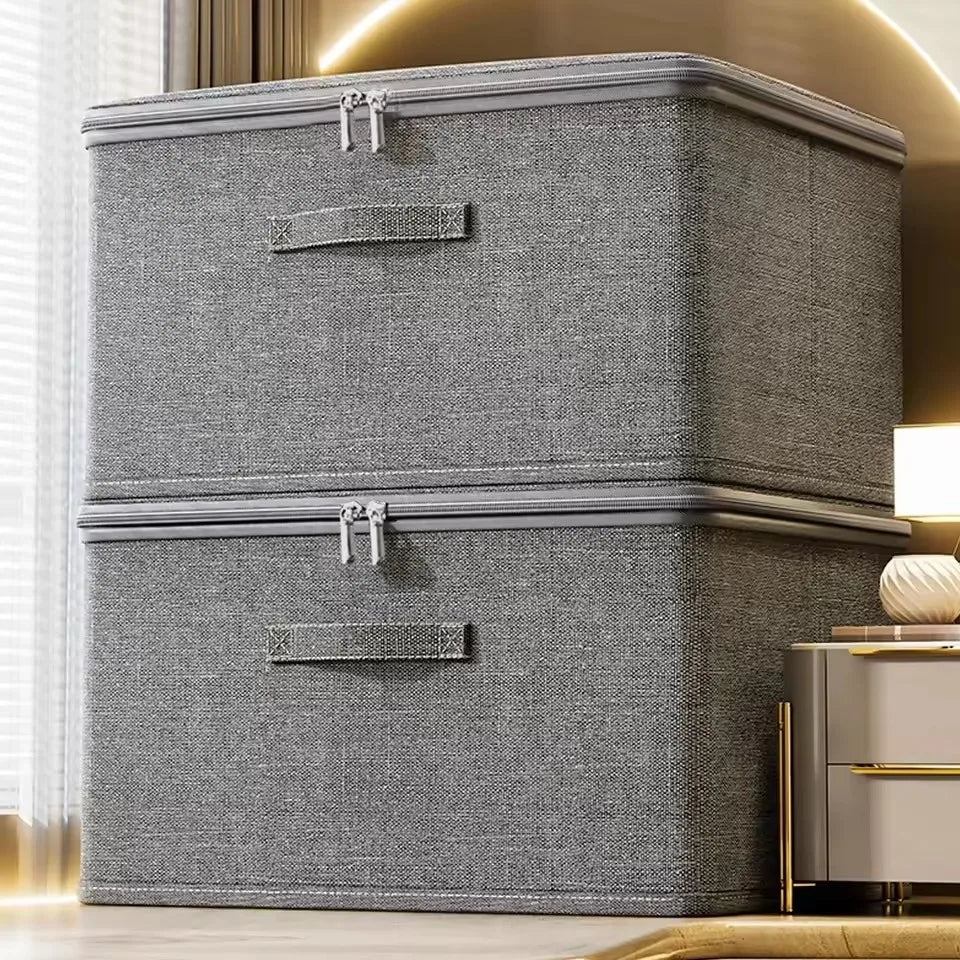 Caja de almacenamiento plegable con cubierta, caja de almacenamiento de ropa con cremallera, caja de almacenamiento de edredón de gran capacidad, armario, caja organizadora de ropa interior