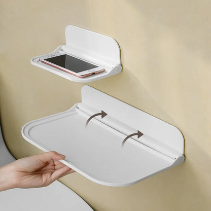 Estante de pared plegable sin perforaciones, estante flotante de plástico montado en la pared, para el hogar, baño, toalla, estante de almacenamiento de ropa