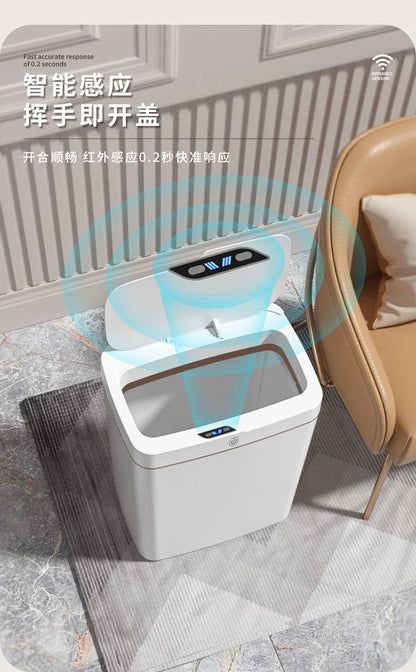 Cubo de basura inteligente de 15L, contenedor automático con Sensor sin contacto, impermeable, inodoro, para baño, cocina, dormitorio, cesta de basura moderna