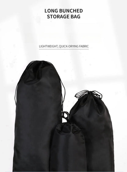 StoBag 10/5 Uds. Bolsas largas de nailon negro con cordón impermeable a prueba de polvo paraguas almacenamiento de embalaje bolsa organizadora de viaje reutilizable