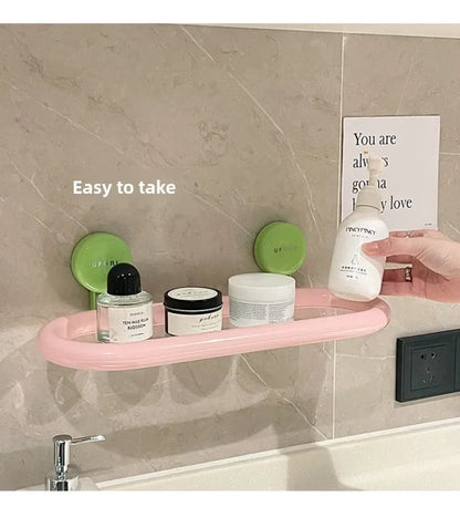 Estante de almacenamiento con ventosa de dopamina, estante de almacenamiento colgante de pared drenable sin perforaciones, organizador de artículos de tocador duradero de alta calidad para el hogar