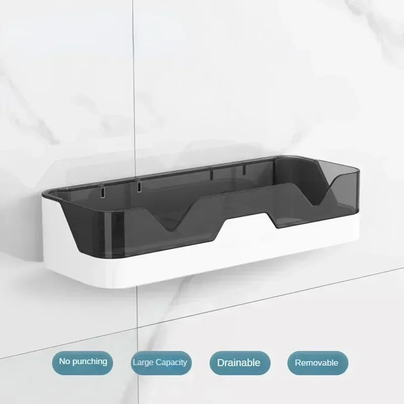 Estante organizador para baño, estante de almacenamiento para ducha, estantes de esquina negros, soporte de champú para inodoro de aluminio montado en la pared, sin taladro