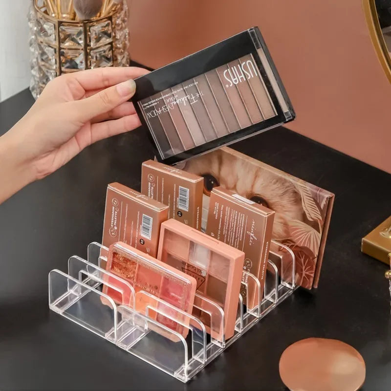 Organizador de paleta de sombra de ojos para mujer, bandeja de almacenamiento de polvo de ojos, estante de cosméticos, soporte de compartimiento de herramientas de maquillaje, organizador de maquillaje, nuevo