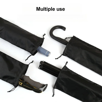 StoBag 10/5 Uds. Bolsas largas de nailon negro con cordón impermeable a prueba de polvo paraguas almacenamiento de embalaje bolsa organizadora de viaje reutilizable