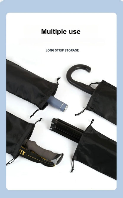 StoBag 10/5 Uds. Bolsas largas de nailon negro con cordón impermeable a prueba de polvo paraguas almacenamiento de embalaje bolsa organizadora de viaje reutilizable