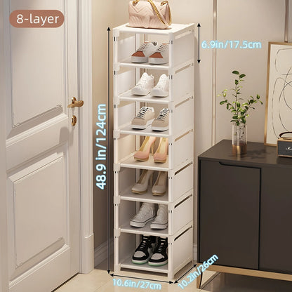 Organizador de zapatos de 6/8 capas, marco de Metal que ahorra espacio y Zapatero de tela multicapa, estante T1 para entrada, pasillo, sala de estar, 1 unidad